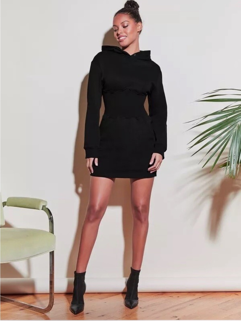 Fleur du Mal Black Hoodie Corset Mini Dress/Black/S/Excellent Condition